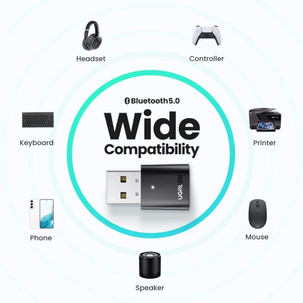UGREEN 80889 USB Bluetooth 5.0 Adapter for PC Driver-Free Dongle - Image 5