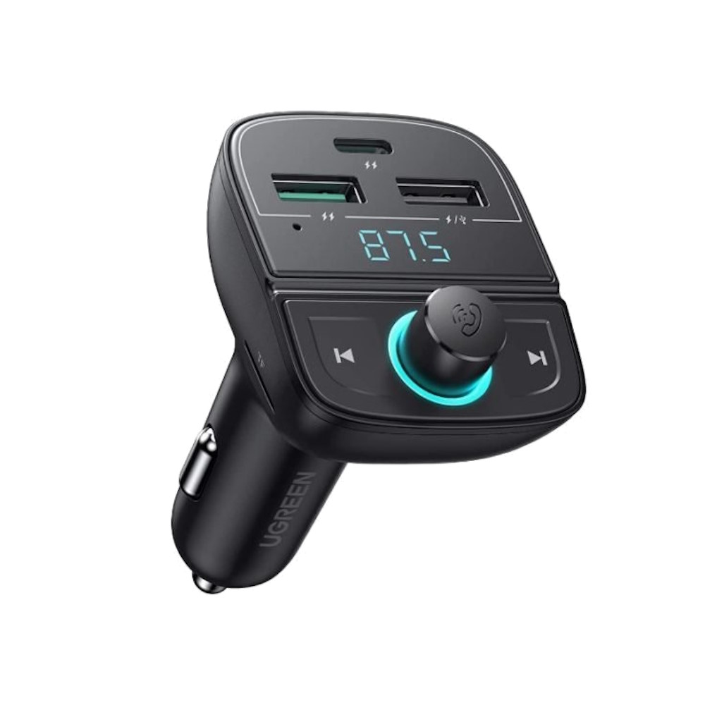 Cargador UGREEN P/auto USB-C, USB-A transmisor FM Bluetooth (80910) -  Mesajil