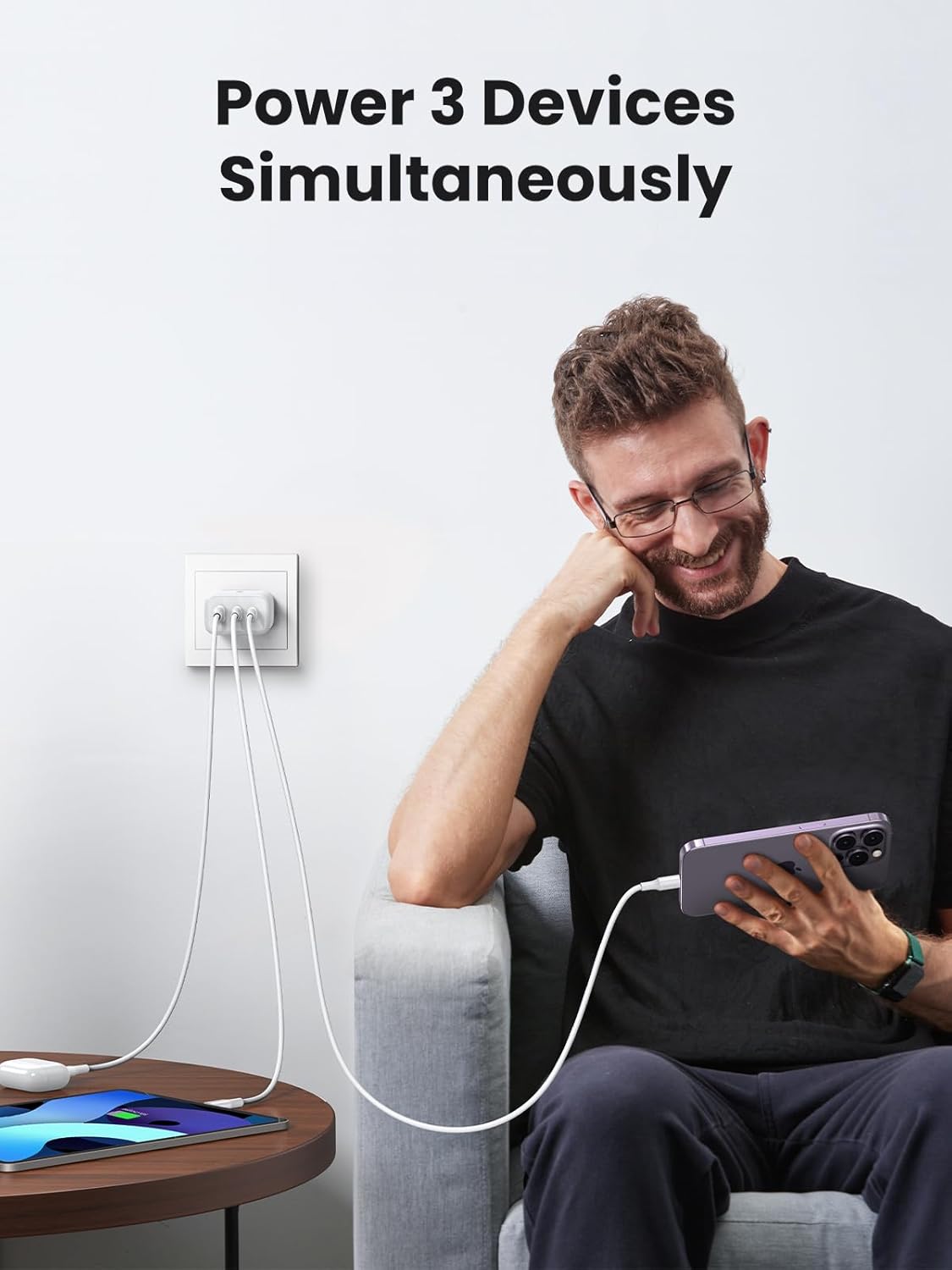 UGREEN 90495 65W USB C Charger 3-Ports Compact Foldable US Plug - Image 4