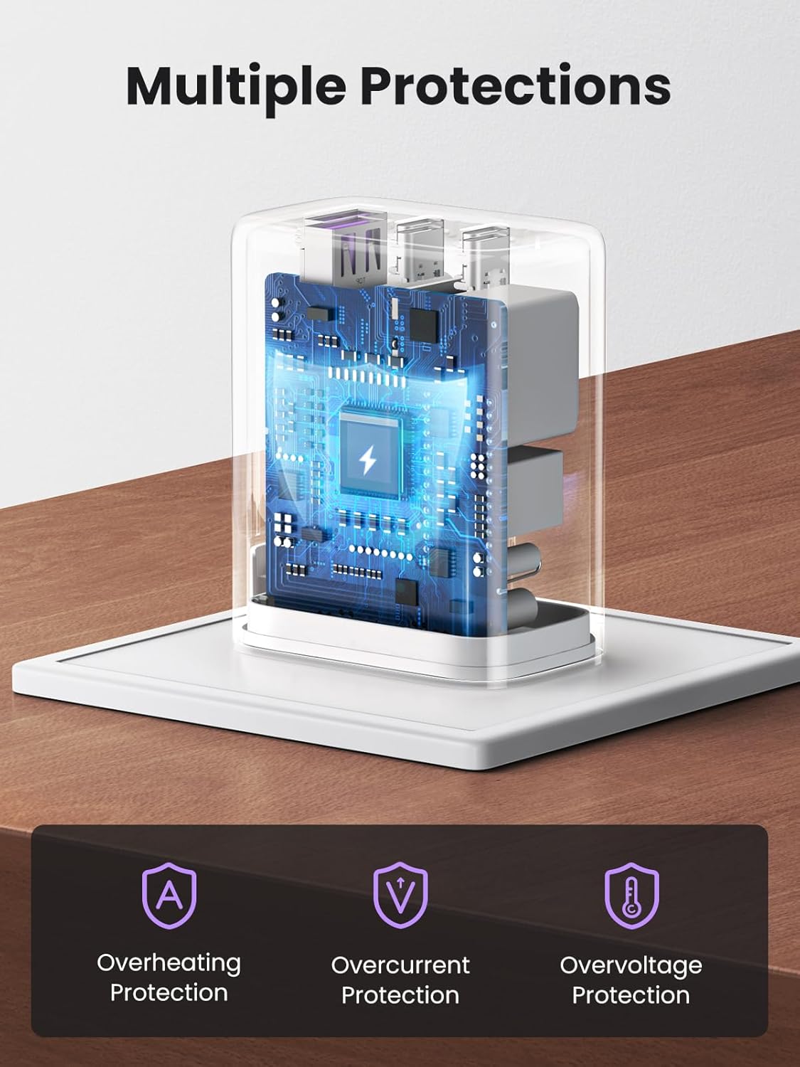 UGREEN 90495 65W USB C Charger 3-Ports Compact Foldable US Plug - Image 3