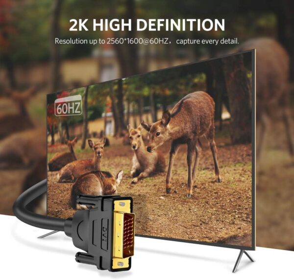 UGREEN 11672 DVI-D 24+1 Dual Link Male to Male Digital Video Cable (1 Meter) Gold Plated with Ferrite Core - Image 3