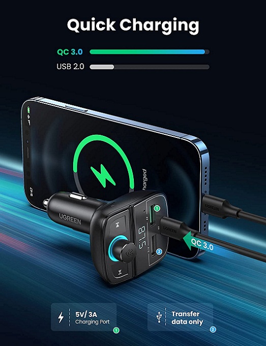 UGREEN 80910 Bluetooth FM Transmitter Car Adapter - Image 4