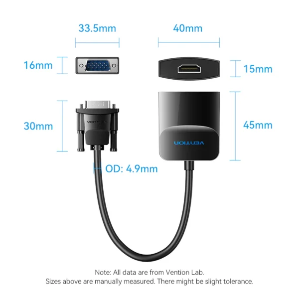 VENTION VGA to HDMI Converter with Female Micro USB and Audio Port - Image 13