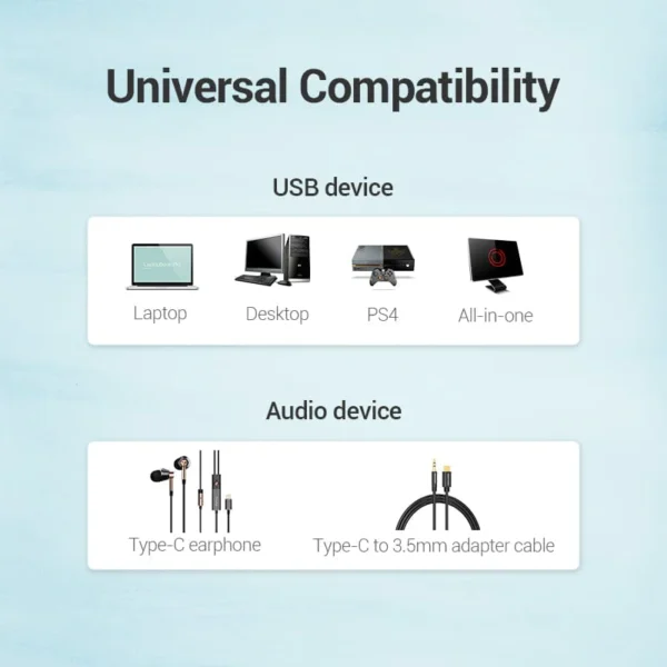VENTION CDMH0 USB-C EXTERNAL SOUND CARD METAL