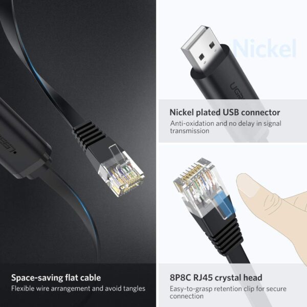 UGREEN 60813 USB Console Cable (3 Meter) USB 2.0 to RJ45 with RS232 FTDI Chip Console Cable - Image 7