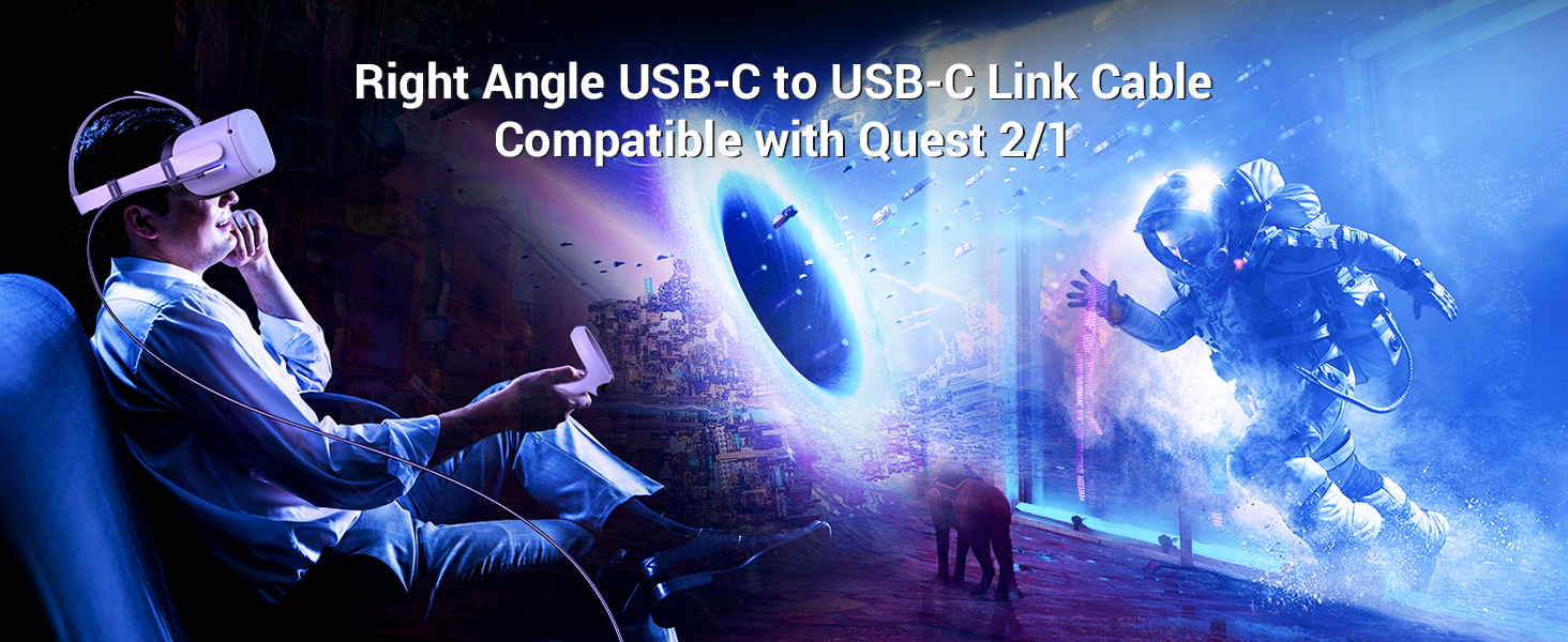 UGREEN 90629 Right Angle 60W VR Link Cable 5 Meter 5Gbps Quest 2 Accessories VR Headset 