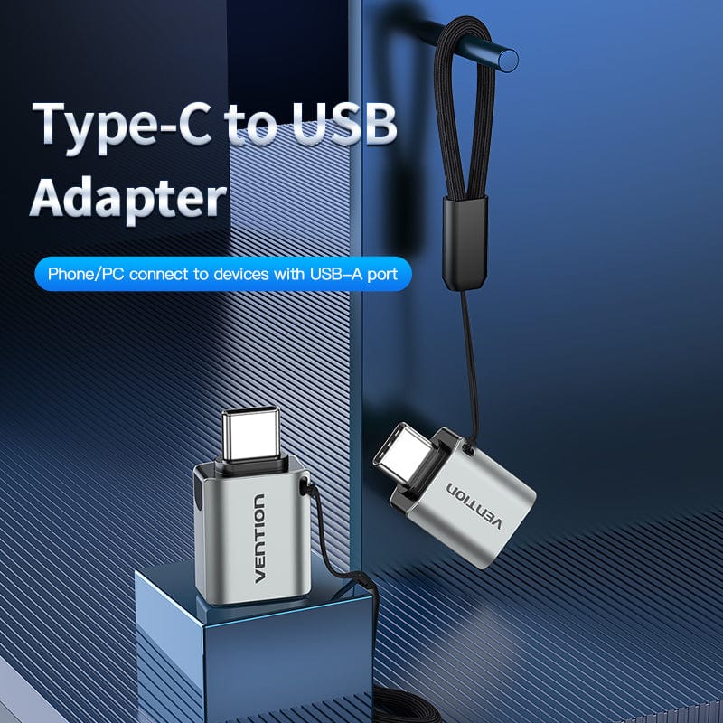 VENTION CDQH0 USB C Male to USB 3.0 Female OTG Adapter with Lanyard (5Gbps, Aluminum Alloy) - Image 2