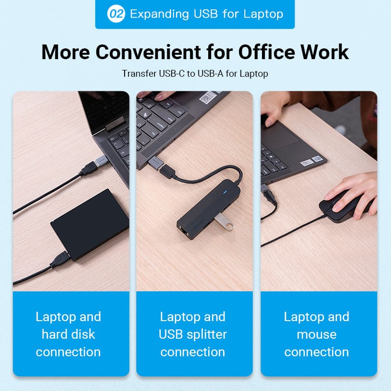 VENTION CDQH0 USB C Male to USB 3.0 Female OTG Adapter with Lanyard (5Gbps, Aluminum Alloy) - Image 6