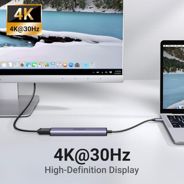 UGREEN 15495 Revodok 105 USB C Hub 5 in 1 Multiport Adapter 4K HDMI, 100W Power Delivery, 3 USB-A Data Ports - Image 6