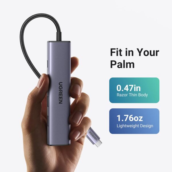 UGREEN 15495 Revodok 105 USB C Hub 5 in 1 Multiport Adapter 4K HDMI, 100W Power Delivery, 3 USB-A Data Ports - Image 4