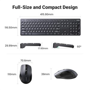 UGREEN 15659 Wireless Keyboard and Mouse Combo, 2.4GHz Ergonomic Keyboard Mouse