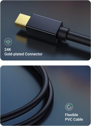 UGREEN 20422 Mini DisplayPort to HDMI VGA Adapter - 4K Thunderbolt 2, 2-in-1 Mini DP Converter (Black)