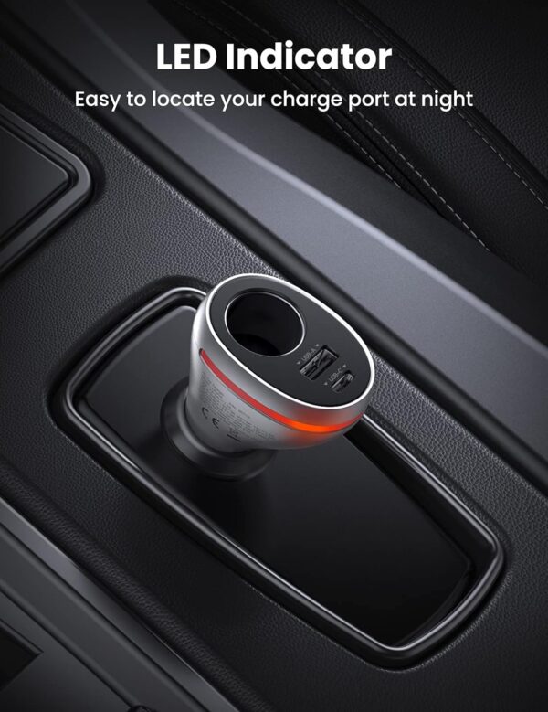UGREEN 60712 Dual Port Single Extension PD 84W Car Charger - Image 2