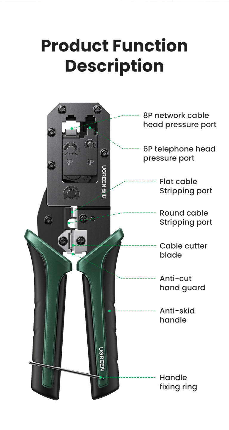 UGREEN 70683 RJ45 Crimper Tools RJ45 Crimping Pliers for CAT6/7/8 ...