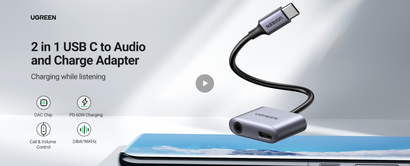 UGREEN 60164 USB-C to Aux 3.5mm Audio With PD Adapter for PUBG Mobile