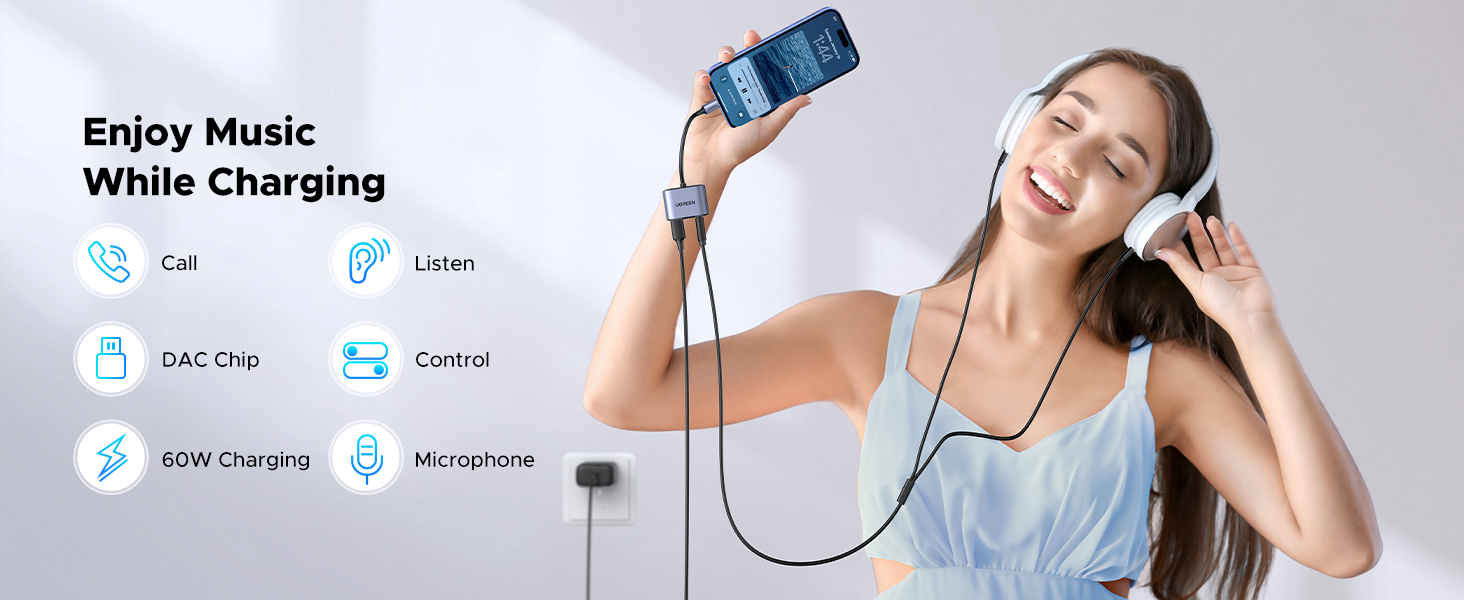 UGREEN 60164 USB-C to Aux 3.5mm Audio With PD Adapter for PUBG Mobile