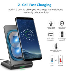 CHOETECH T524S 10W7.5W Fast Wireless Charging Stand with Phone Stand Function - Compatible with Samsung Galaxy and iPhone