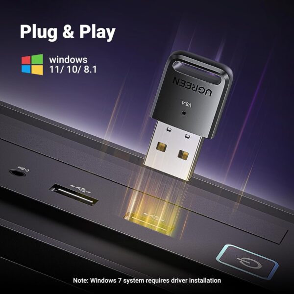 UGREEN 35058 USB Bluetooth 5.4 Adapter for PC, Plug & Play for Windows 11/10/8.1 - Image 3