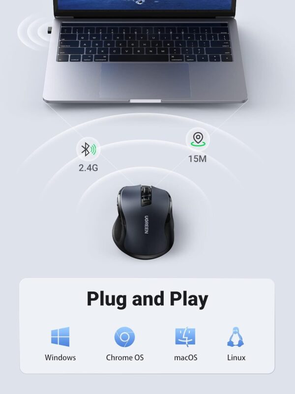 UGREEN 90855 Wireless Mouse 2.4G USB Receiver with Ergonomic Design - Image 5