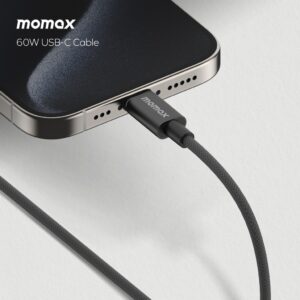 MOMAX ELITE DC30D USB-C TO C CABLE 1.5M 60W BRAIDED BLK