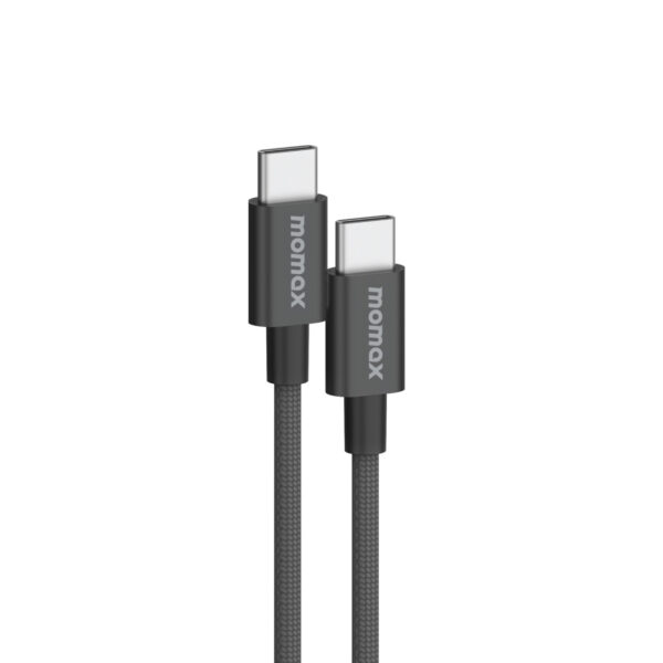 MOMAX DC30D Elite 60W USB-C to USB-C Nylon Braided Cable (1.5 Meter) Black - Image 2