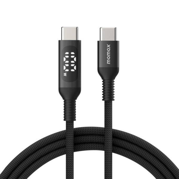 MOMAX ELITELINK DC22D USB-C to USB-C Cable with 100W Power Delivery and LED Display (1.2 Meter)