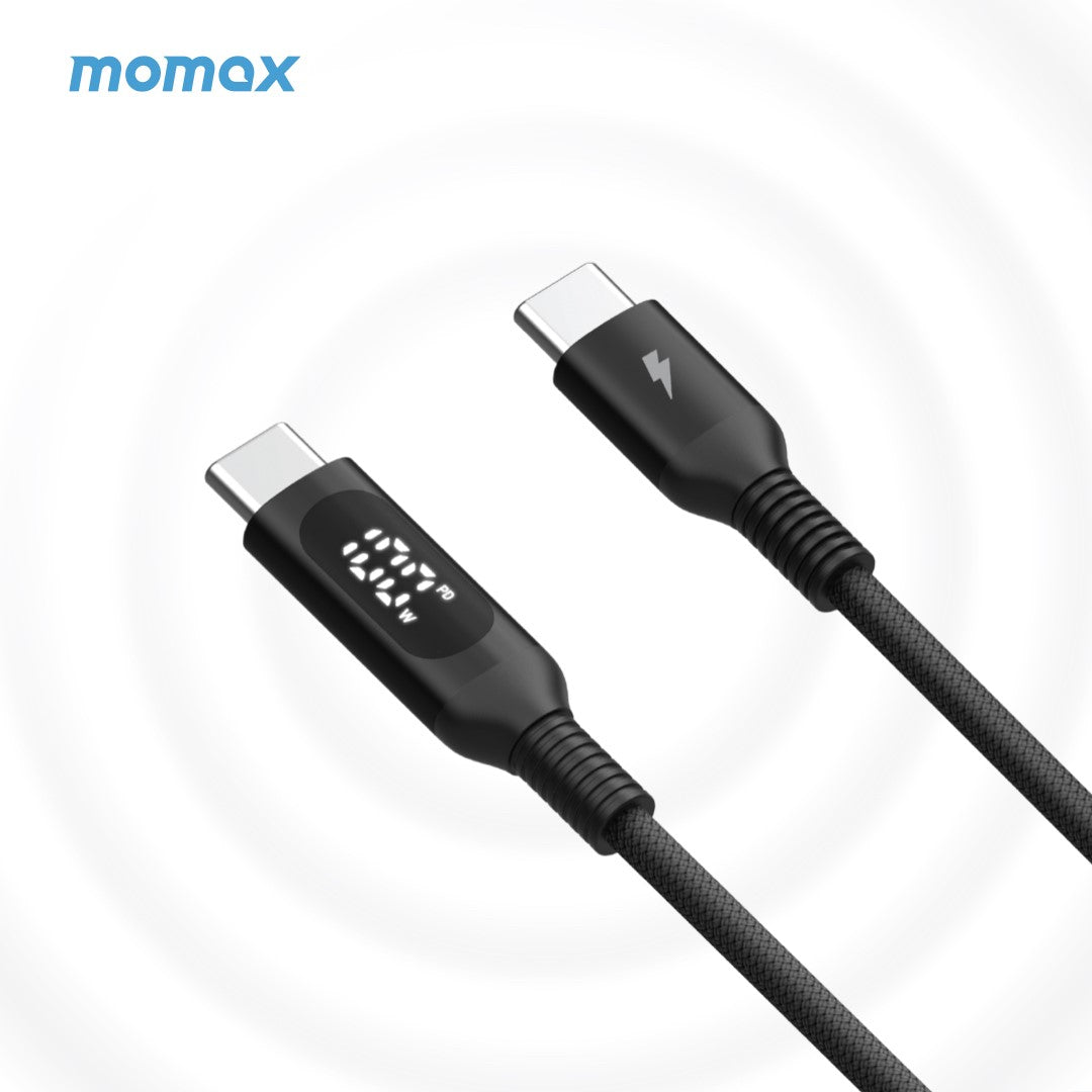 MOMAX ELITELINK DC22D USB-C to USB-C Cable with 100W Power Delivery and LED Display (1.2 Meter) - Image 2