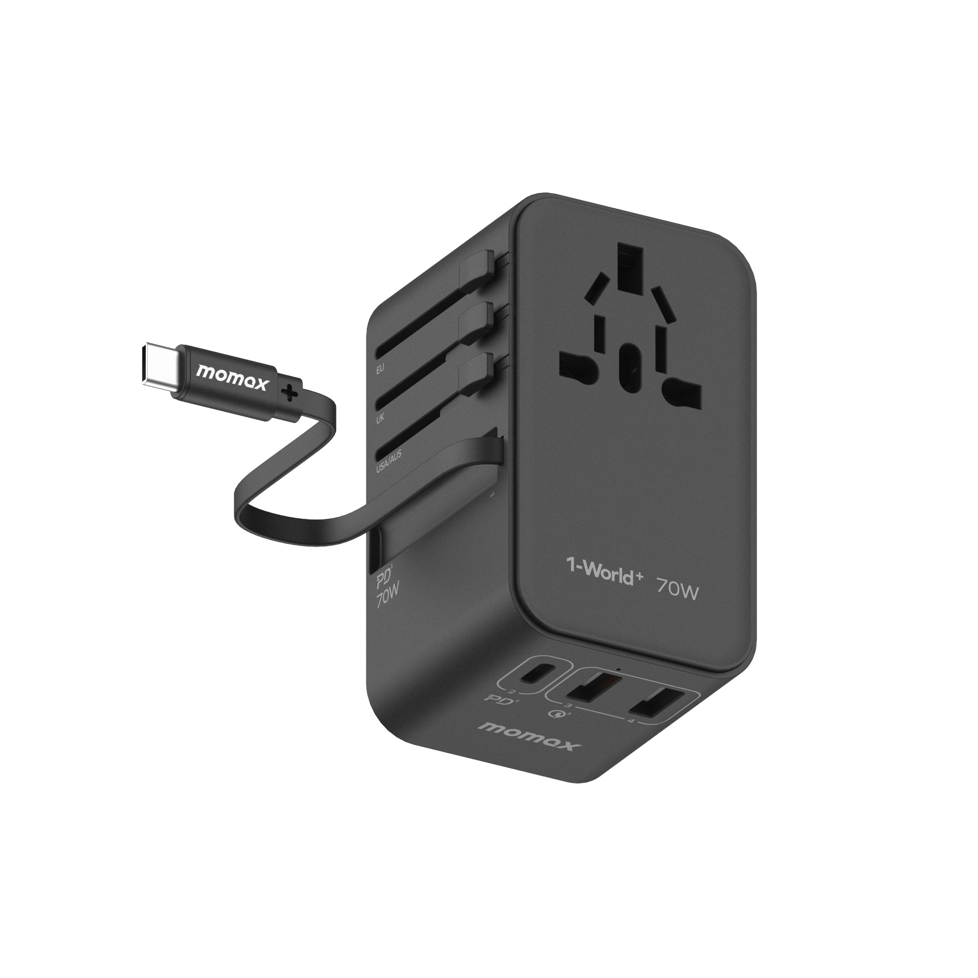 MOMAX UA18D 1-World 70W GAN 3-Port+AC Travel Adapter (2xUSB, 2xUSB-C) - Image 5