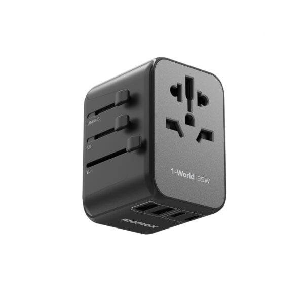 MOMAX UA9D 1-World 35W 5-Port+AC Travel Adapter (2xUSB, 3xUSB-C) - Image 7
