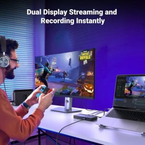 UGREEN 15390 4K Video Capture Card, Full HD 1080P 60FPS USB/Type-C 3.0 HDMI Video Capture Device with Ultra-Low Latency for Streaming
