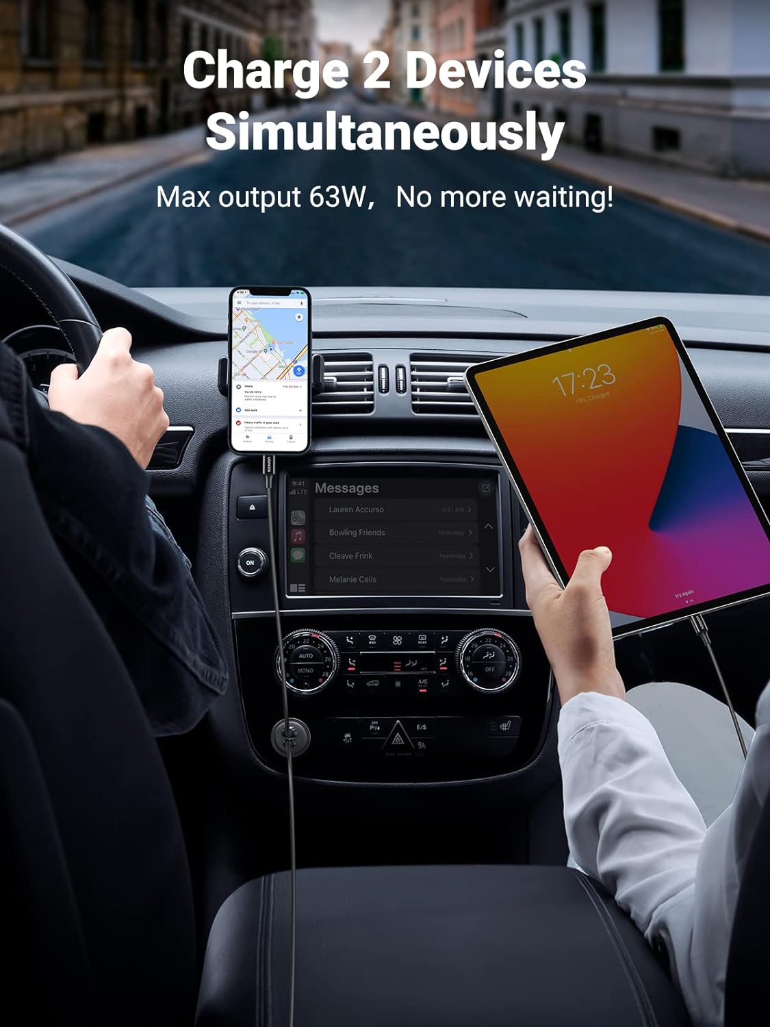 UGREEN 90645 63W USB C Car Charger, PD 45W Type C Car Charger Fast Charging - Image 3