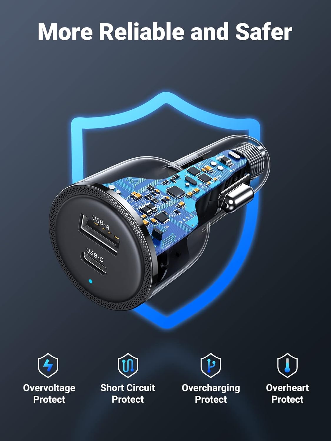 UGREEN 90645 63W USB C Car Charger, PD 45W Type C Car Charger Fast Charging - Image 6