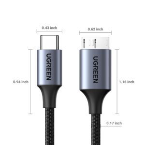 UGREEN 15232 USB C to Micro B USB 3.0 Cable (1 Meter) Gray