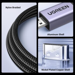 UGREEN 15517 8K Micro HDMI to HDMI Cable (2 Meter) 48Gbps Ultra High Speed, HDR, eARC, Dolby, 8K@60Hz, 4K@120Hz, Compatible with GoPro, Raspberry Pi 5, Camera, Nikon