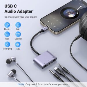 UGREEN 25838 USB C to 3.5mm Audio Adapter 3 in 1 Charger and Headphone Splitter for iPhone 15 Pro Max, Galaxy S24/23 Ultra, Pixel 8, iPad Pro, Oneplus