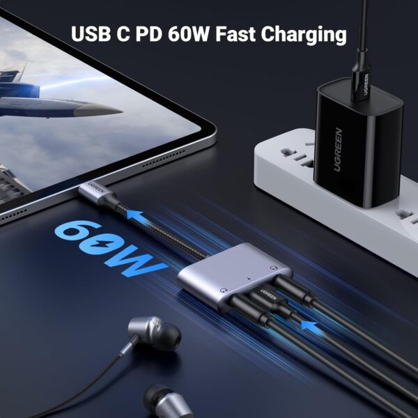 UGREEN 25838 USB C to 3.5mm Audio Adapter 3 in 1 Charger and Headphone Splitter for iPhone 16/15 Pro Max, Galaxy S24/23 Ultra, Pixel 8, iPad Pro - Image 4