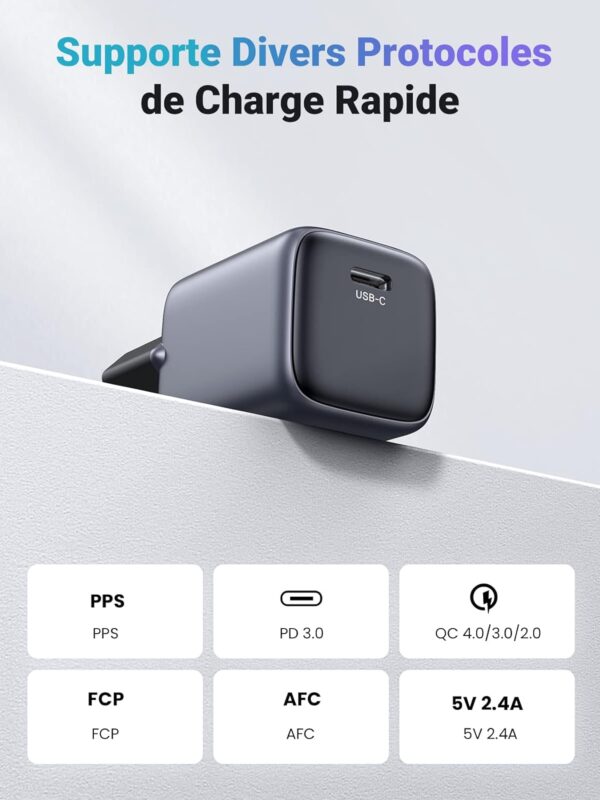 UGREEN 90664 NEXODE USB-C 20W GAN Fast Charger (Gray) EU Plug - Image 6