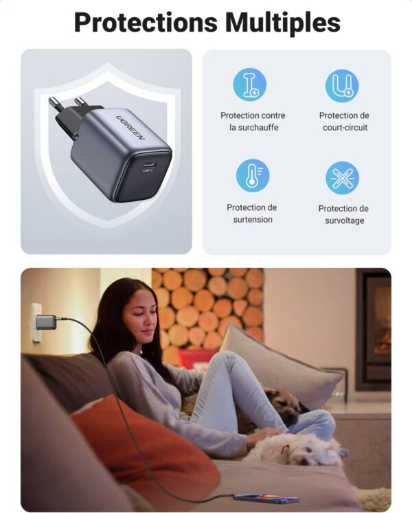 UGREEN 90664 NEXODE USB-C 20W GAN Fast Charger (Gray) EU Plug - Image 7