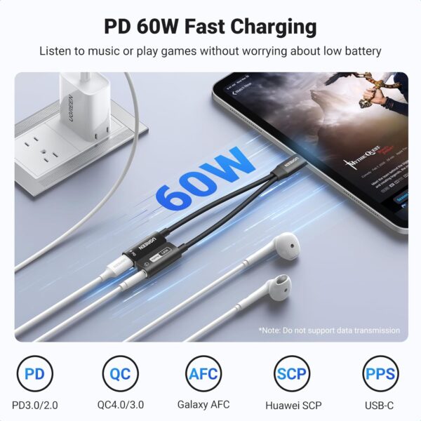 UGREEN 25837 Mangetic USB-C to Aux 3.5mm Hi-Res Audio DAC Chip for PUBG Mobile / Free Fire,  PD QC Charging for iPhone 16/15 Pro Max, Galaxy S24/23 Ultra, Pixel 8, iPad Pro - Image 4