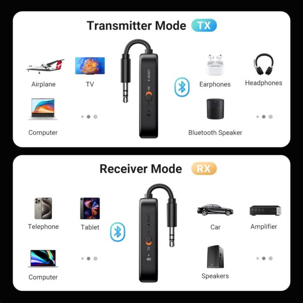 UGREEN 35222 2-in-1 Wireless Bluetooth 5.2 Transmitter/Receiver Adapter - Image 8