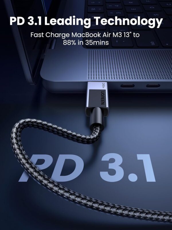 UGREEN 45067 USB-C TO USB-C Cable 240W PD Fast Charging Cable (1 Meter) Compatible with iPhone 16/15 /Plus/Pro/Pro Max - Image 3