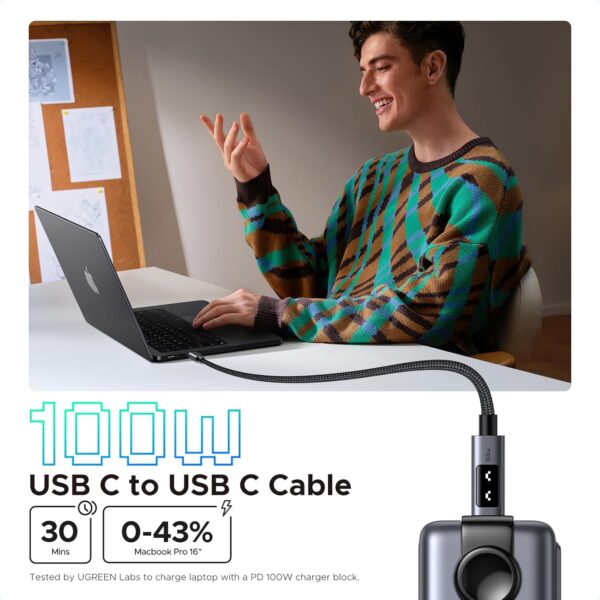 UGREEN 35501 Uno 100W USB C to USB C Fast Charging 5A (1 Meter) for iPhone 16/15 Pro Max, Galaxy S24/S23 Ultra - Image 2