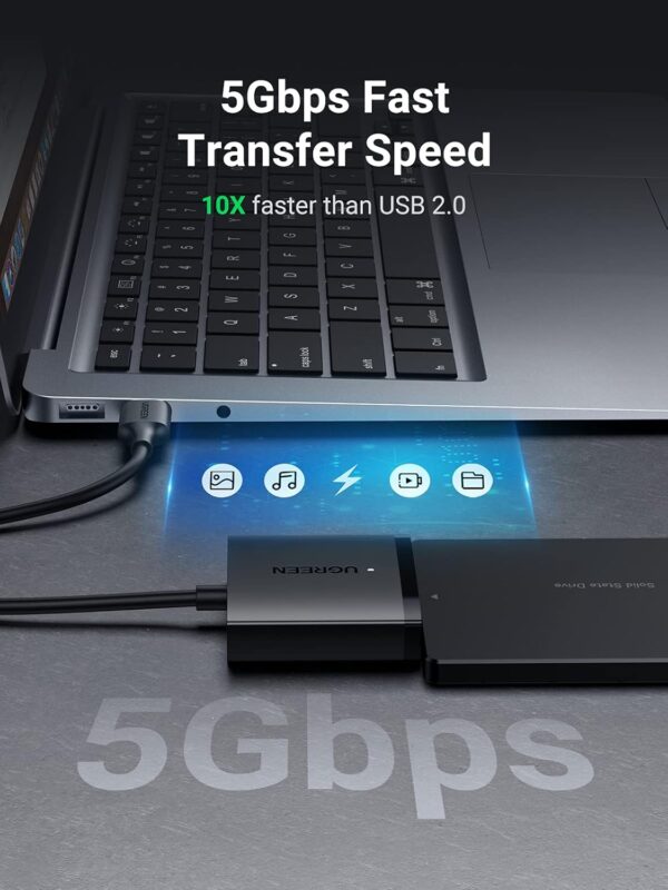 UGREEN 60561 USB to SATA Adapter, SATA to USB 3.0 Cable Hard Drive Adapter SATA I/II/III Hard Drive Reader - Image 2