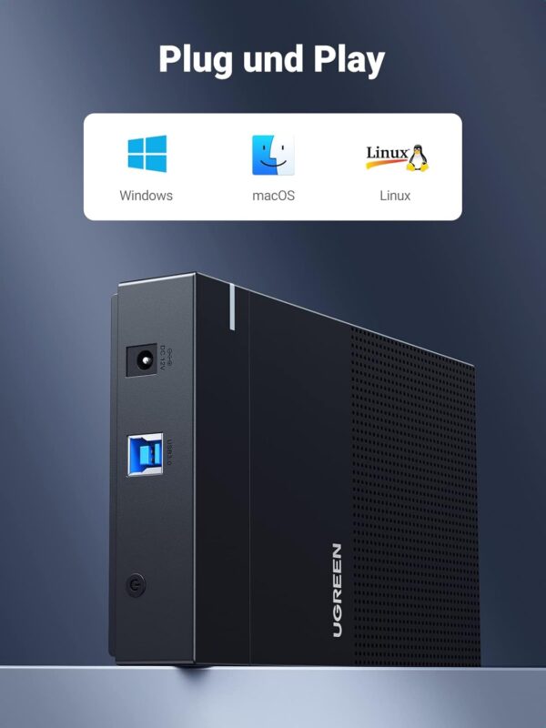 UGREEN 70337 3.5 Inch USB 3.0 SATA Hard Drive Enclosure Maximum 20TB Drives with Power Supply - Image 5