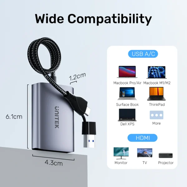 UNITEK 2-in-2 USB-C and USB-A to Dual HDMI Adapter - Image 6