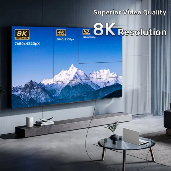 UNITEK 8K Fiber Optic HDMI Cable (15 Meter) 8K@60Hz - Image 4