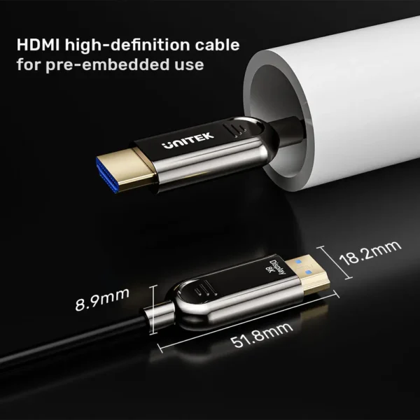 UNITEK 8K Fiber Optic HDMI Cable (15 Meter) 8K@60Hz - Image 5