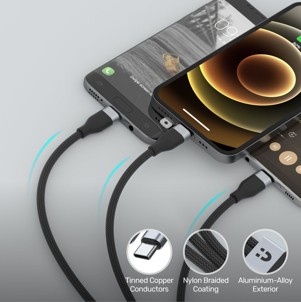 UNITEK 3-in-1 USB-C to Lightning, USB-C, Micro USB Multi Charging Cable (1.5 Meter) - Image 2