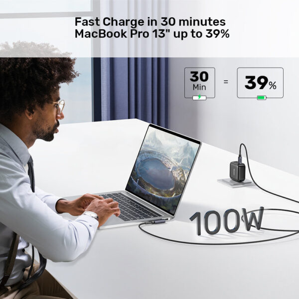 UNITEK 100W USB-C Fast Charging Cable 90 Degree (5 Meter) Compatible with iPhone 16/15, MacBook, Samsung Galaxy - Image 6