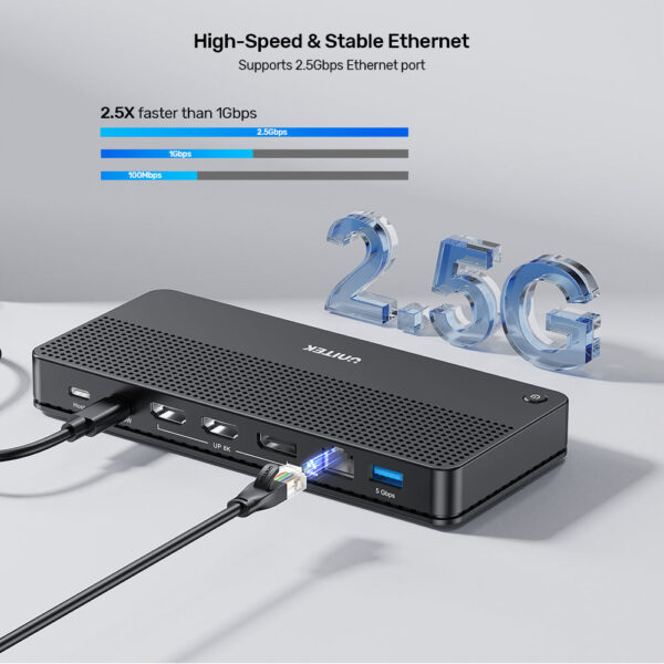 UNITEK USB-C 13-in-1 Docking Station with Single 8K & Triple 4K Display and 100W Power Delivery - Image 5